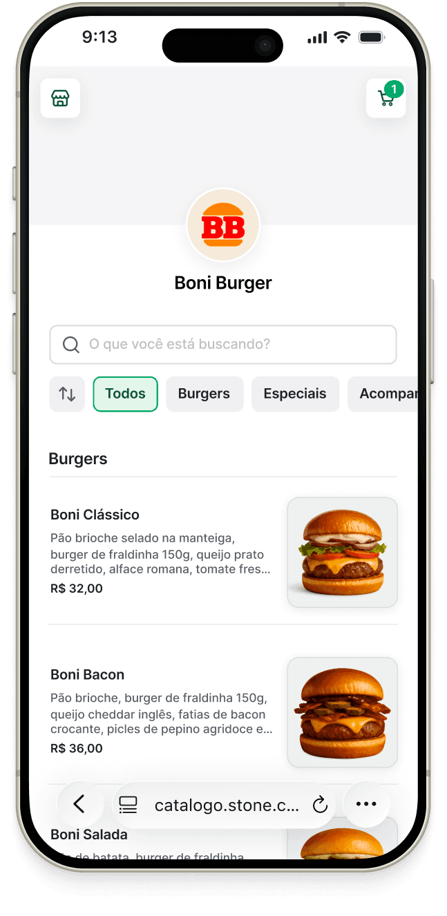The default catalog on a phone, showing the product list.
