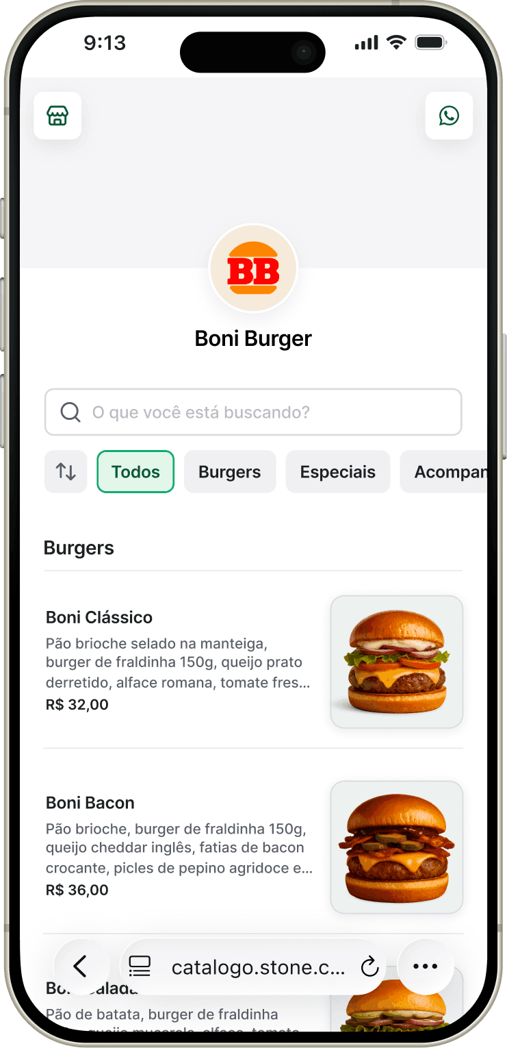 The default catalog on a phone, showing the product list.
